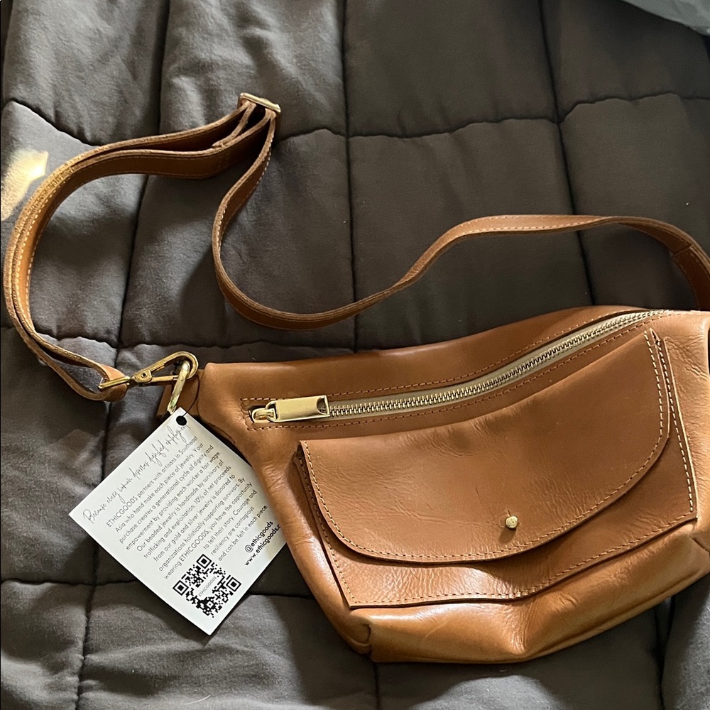 NWT Ethic Goods Tan Leather Crossbody Bag